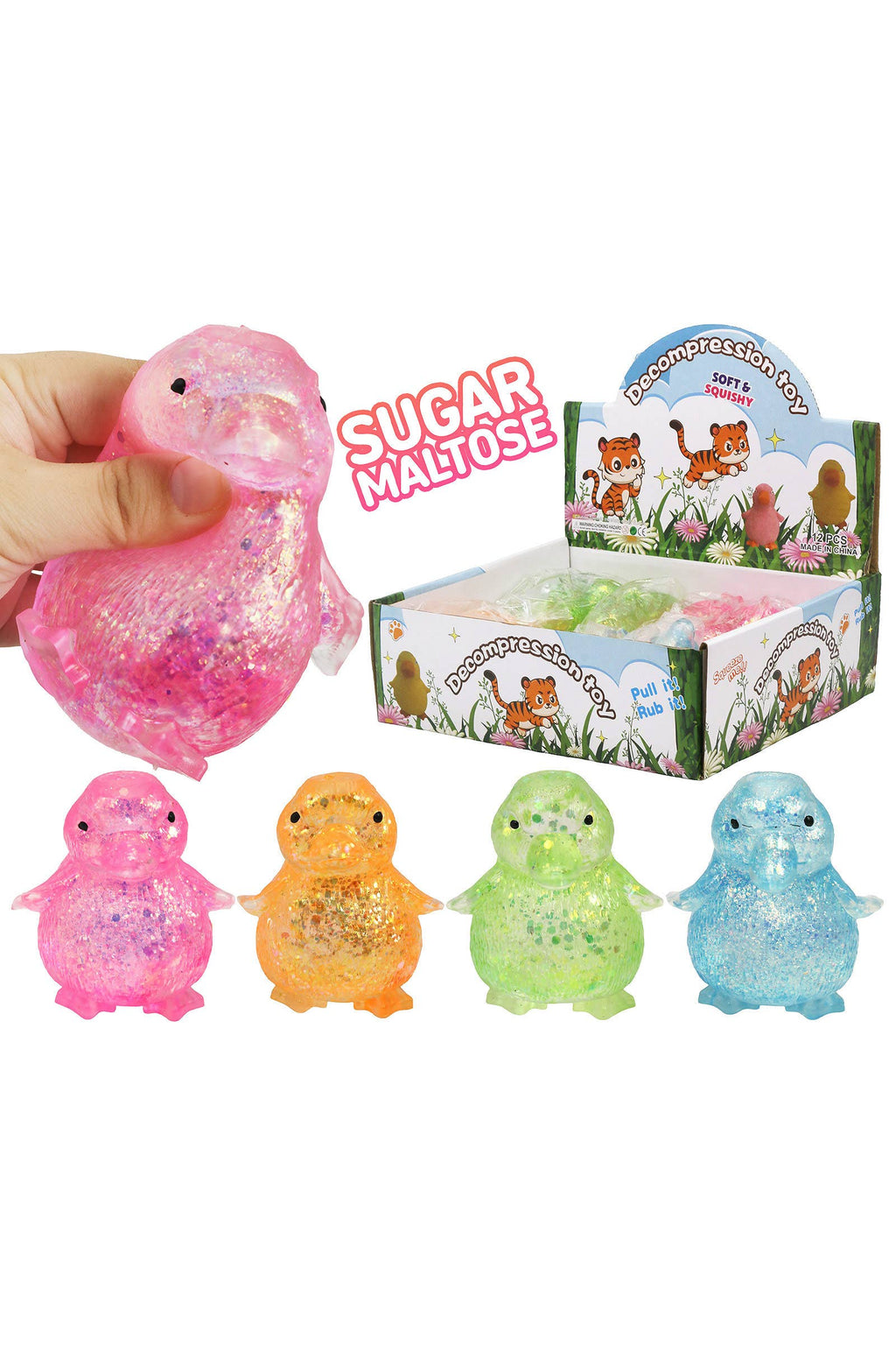 Penguin Glittery Maltose Squishy Toy
